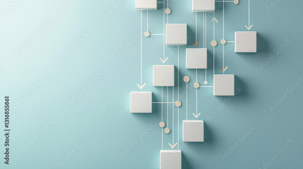 Poster a whiteboard with a complex flowchart drawn on it, featuring multiple decision points, arrows, and p