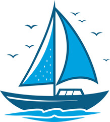 Sailboat Vector Illustration | Yacht Logo Icon | Flat Pictogram Symbol