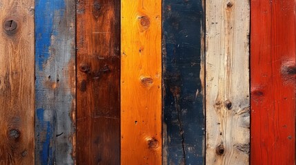 Colorful Vertical Wooden Planks with Rustic Texture and Patterns