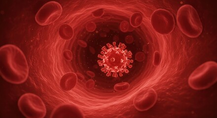 HIV Virus Particles in Red Blood Stream