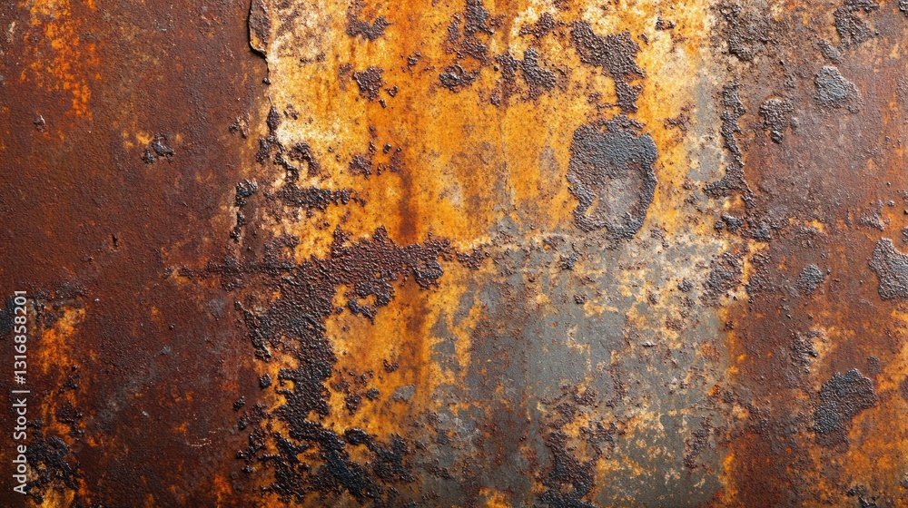 Poster weathered metal displays a captivating blend of textures and colors, reflecting time's passage throu