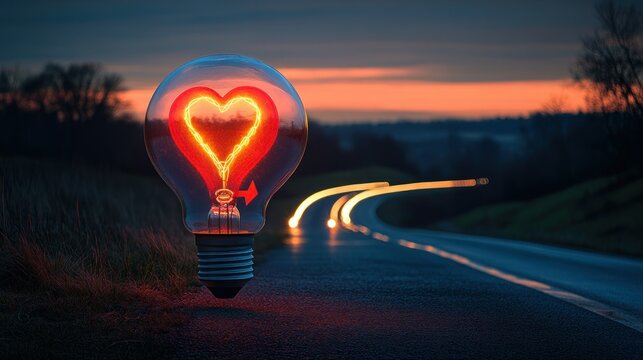 Illuminated love, glowing heart - Powered by Adobe