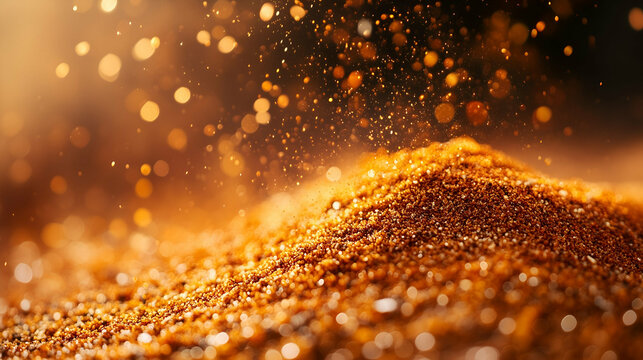 Golden brown sugar with sparkling particles