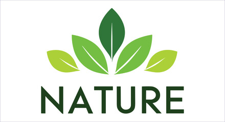 Natural green leaves logo. Nature logo with green leaves eco-friendly symbol vector design. Green nature logo with leaf elements vector. Environmental nature logo with green leaves