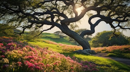Fototapeta premium wildflowers tree bending