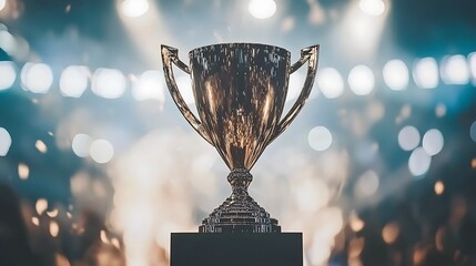 Celebration of achievement sports trophy ceremony stadium photography festive close-up victory concept