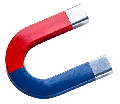 red and blue u-shaped magnet isolated on white background 