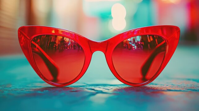 Vintage Red Cat-Eye Sunglasses - Powered by Adobe