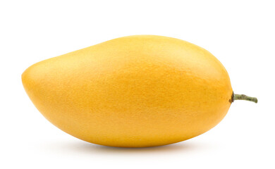 Ripe yellow Mango isolated on white background. Clipping path.