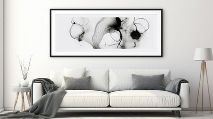 abstract wall art mockup black white