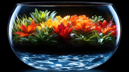 Colorful plants in a glass bowl