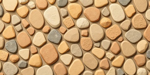 Pebble Stone Wall Texture Background Natural Stone Design Beige Brown Tones