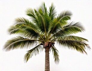 白背景の一本の椰子の木