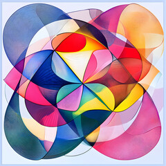 Obraz premium A colorful abstract painting with a lot of different colors and shapes
