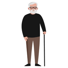 Elderly Man with a Walking Stick