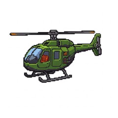 A helicopter in pixel art style on a white background.