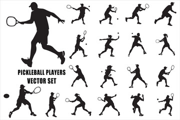 Competitive Pickleball Player Vector Set