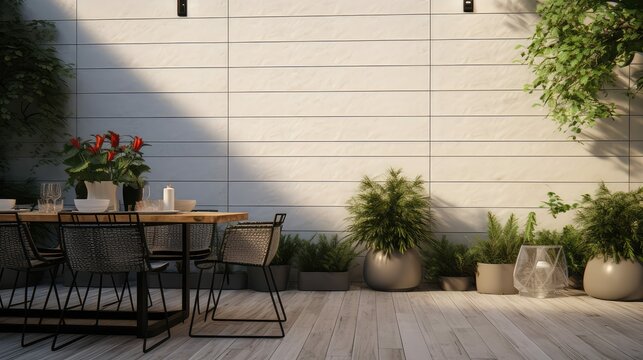 patio white tile wall