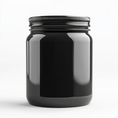 Black Glass Jar Mockup Packaging Food on white background