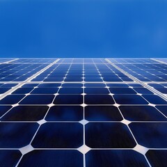 Solar Panels Array Under Blue Sky Energy Clean