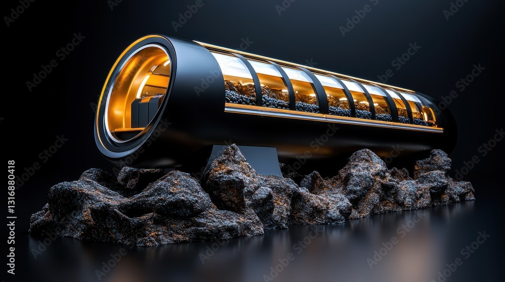 Poster futuristic architectural model featuring modern design elements and innovative materials in a rock s