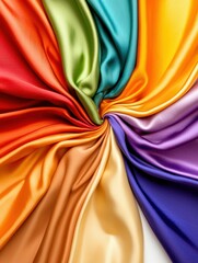 Rainbow Silk Fabric Swirl, Colorful Textile Texture