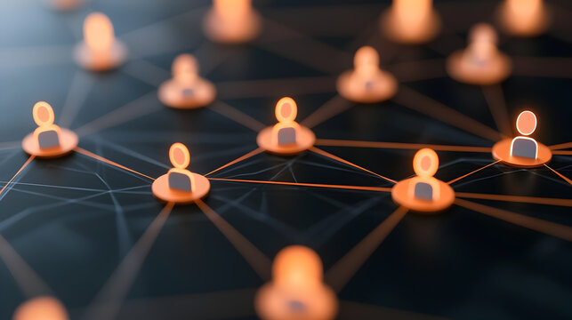 Abstract tech environment connecting people through visual online networking platforms