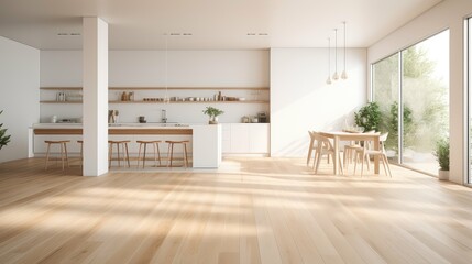 Fototapeta premium modern white wall wood floor