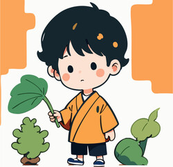Japanese style boy standing character
