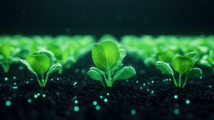 Growing fresh greens sustainable plant cultivation in indoor gardens nature close-up view