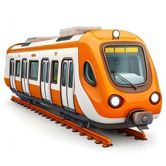 Colorful urban train on modern tracks.