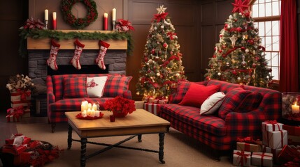 cozy christmas red plaid