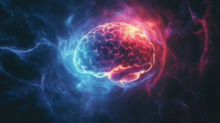 A glowing vortex of pure mental energy swirling around a futuristic brain