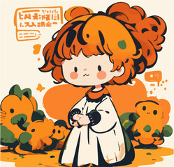 Japanese style girl standing character