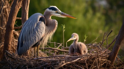 Obraz premium adult great blue heron nest