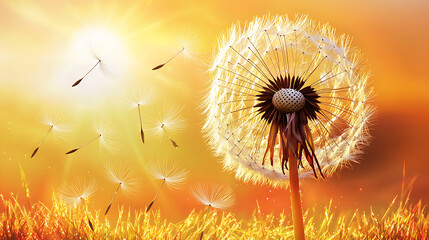 A field of yellow grass with a single yellow flower in the foreground