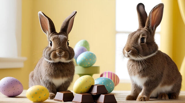 The bunnies are happy to bring lots of chocolate for this Easter. There's rabbit anyway to sweeten this date!