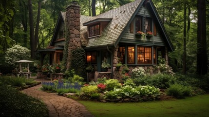 Obraz premium wooded average house