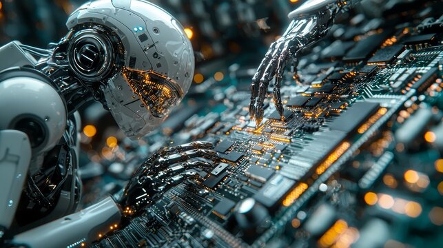 AI neural network chip dissected for detailed analysis by robots