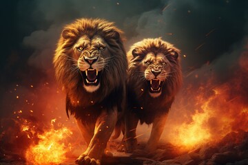 Naklejka premium lion in the zoo