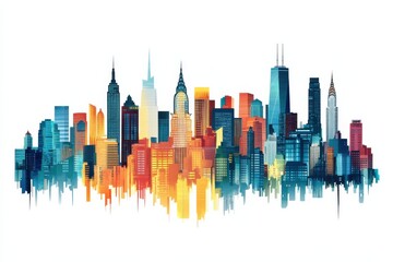 Fototapeta premium Vibrant Cityscape Panorama for Urban Skyline.