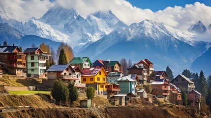 Obraz premium colorful house with mountains
