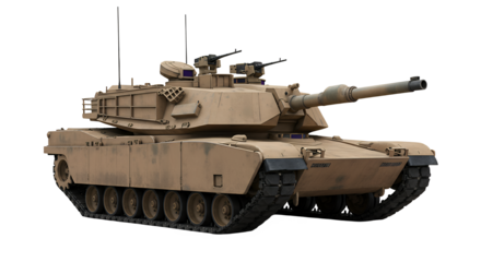 Heavy Military Tank Vehicle Isolated on White Background Powerful Armor