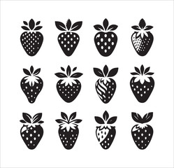 Minimalist Easter Strawberry Vector Silhouettes