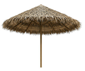 Large Thatched Umbrella with Wooden Support