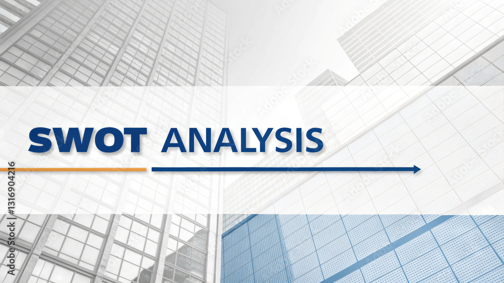 Poster swot analysis in corporate setting with modern design. this features clean layout with blue and whit
