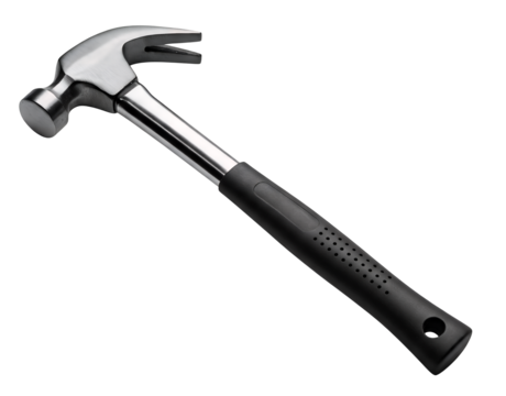 Claw Hammer with Steel Head and Black Rubber Grip