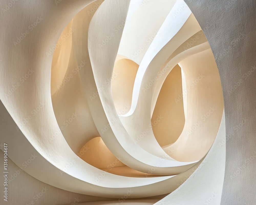 Poster abstract curved shapes in soft natural light in modern architecture