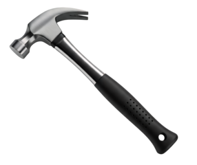 Claw Hammer with Steel Head and Black Rubber Grip