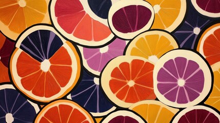 Colorful citrus fruit pattern with oranges lemons and grapefruits